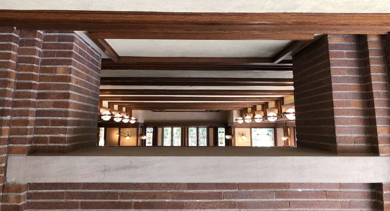 Innenansicht-Gemaeuer-Durchbrueche-Frank-Lloyd-Wright-Robie-House-Chicago_Foto-Ralf-Johnen Innenansicht von Robie Haus, das Frank Lloyd Wright entworfen hat