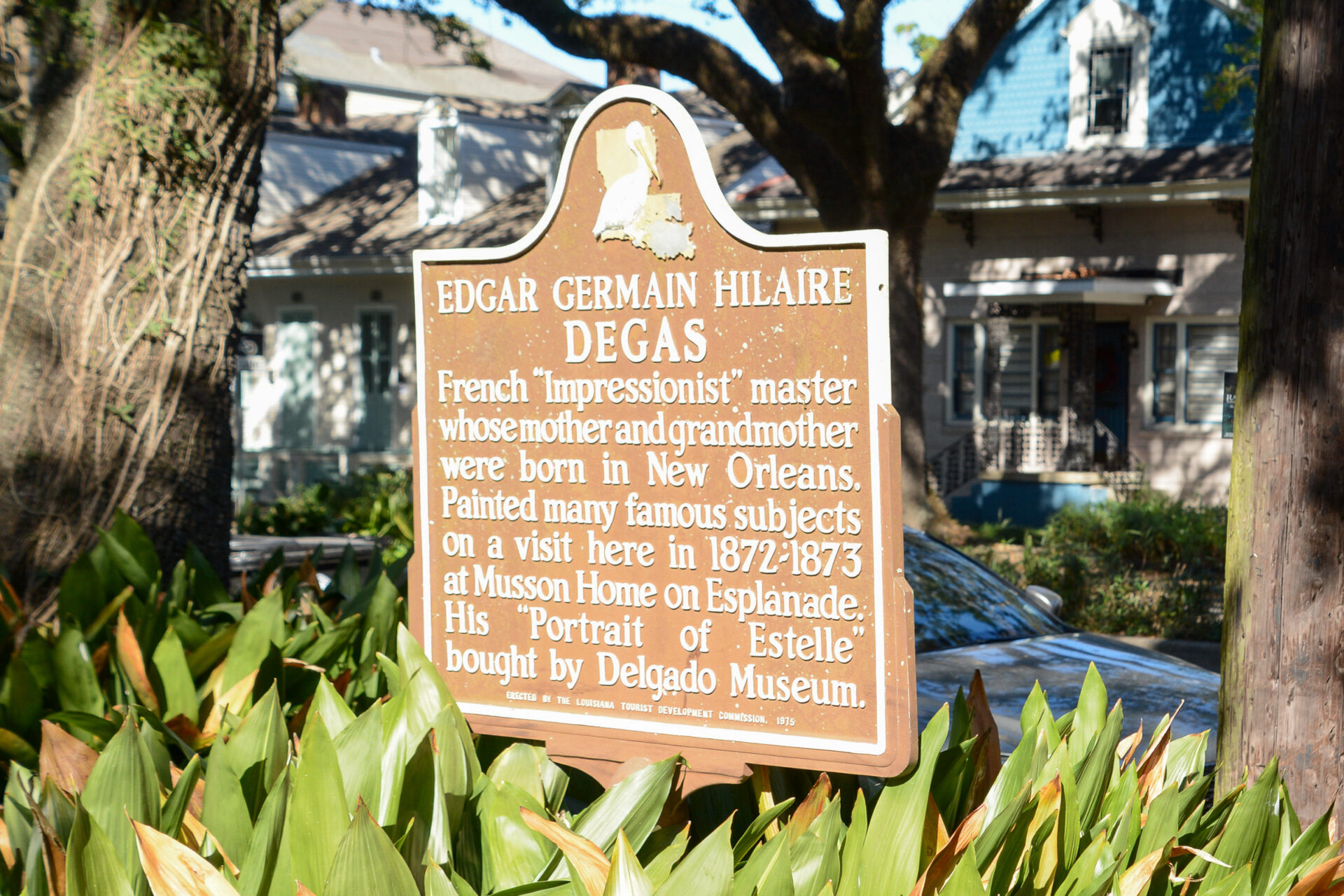 new-orleans-edgar-degar-schild-esplanade-avenue_foto-ralf-johnen Schild weist auf den ehemaligen Wohnort von Edgar Degas in New Orleans hin