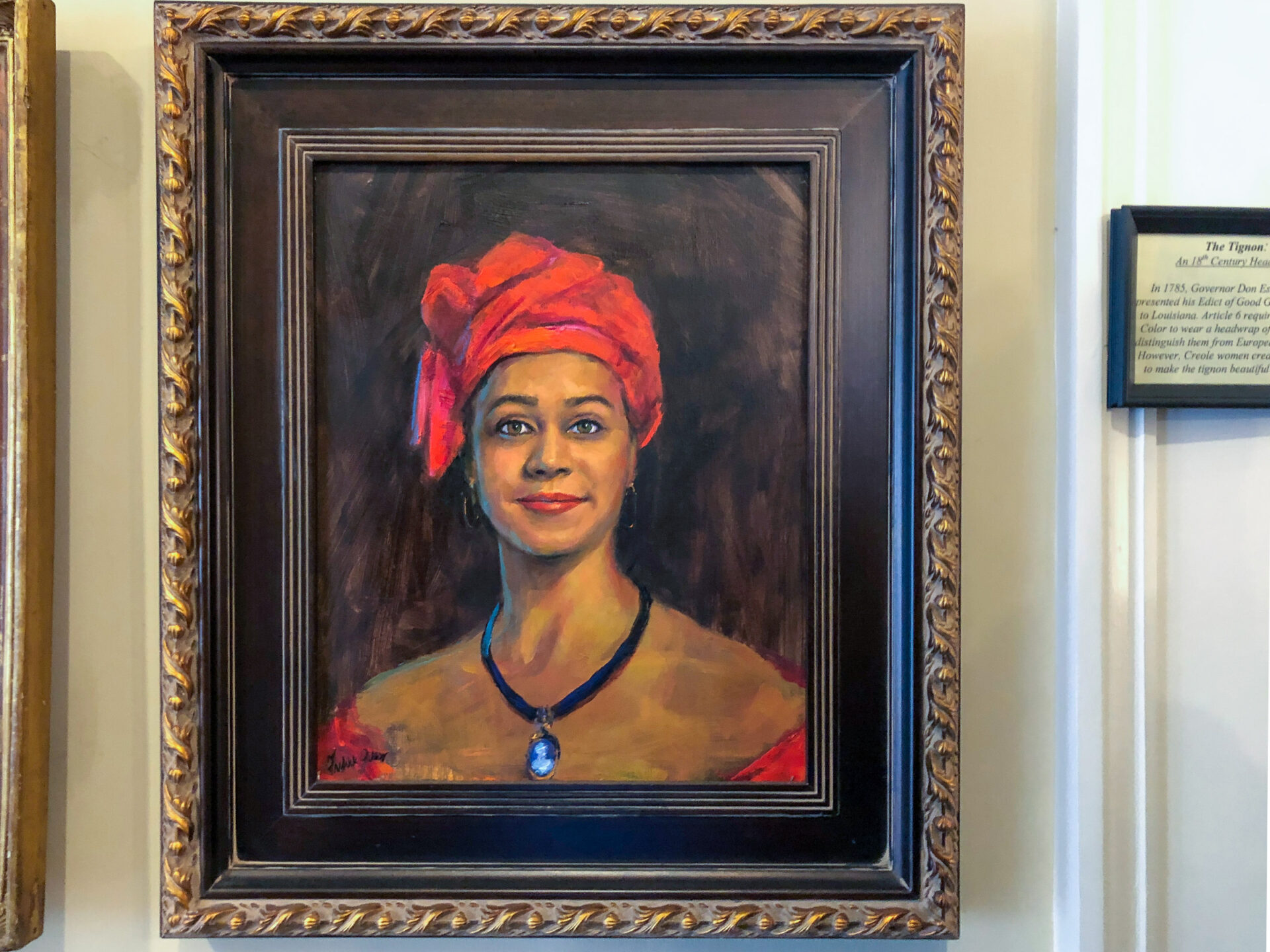 new-orleans-gemaelde-frau-mit-tignon_foto-ralf-johnen Frau mit Tignon auf einem Gemälde im Museum of Free People of Color in New Orleans