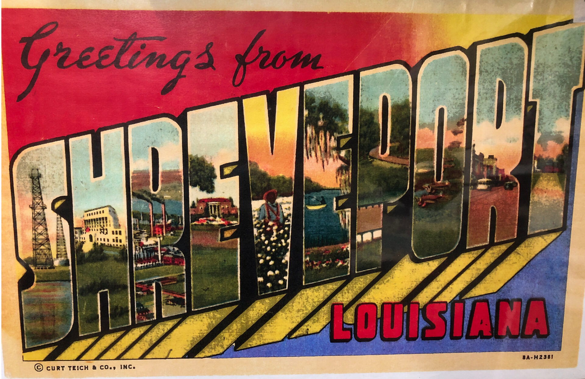 poster-greetings-from-shreveport_foto-ralf-johnen Altes Poster mit der Aufschrift "Greetings from Shreveport"