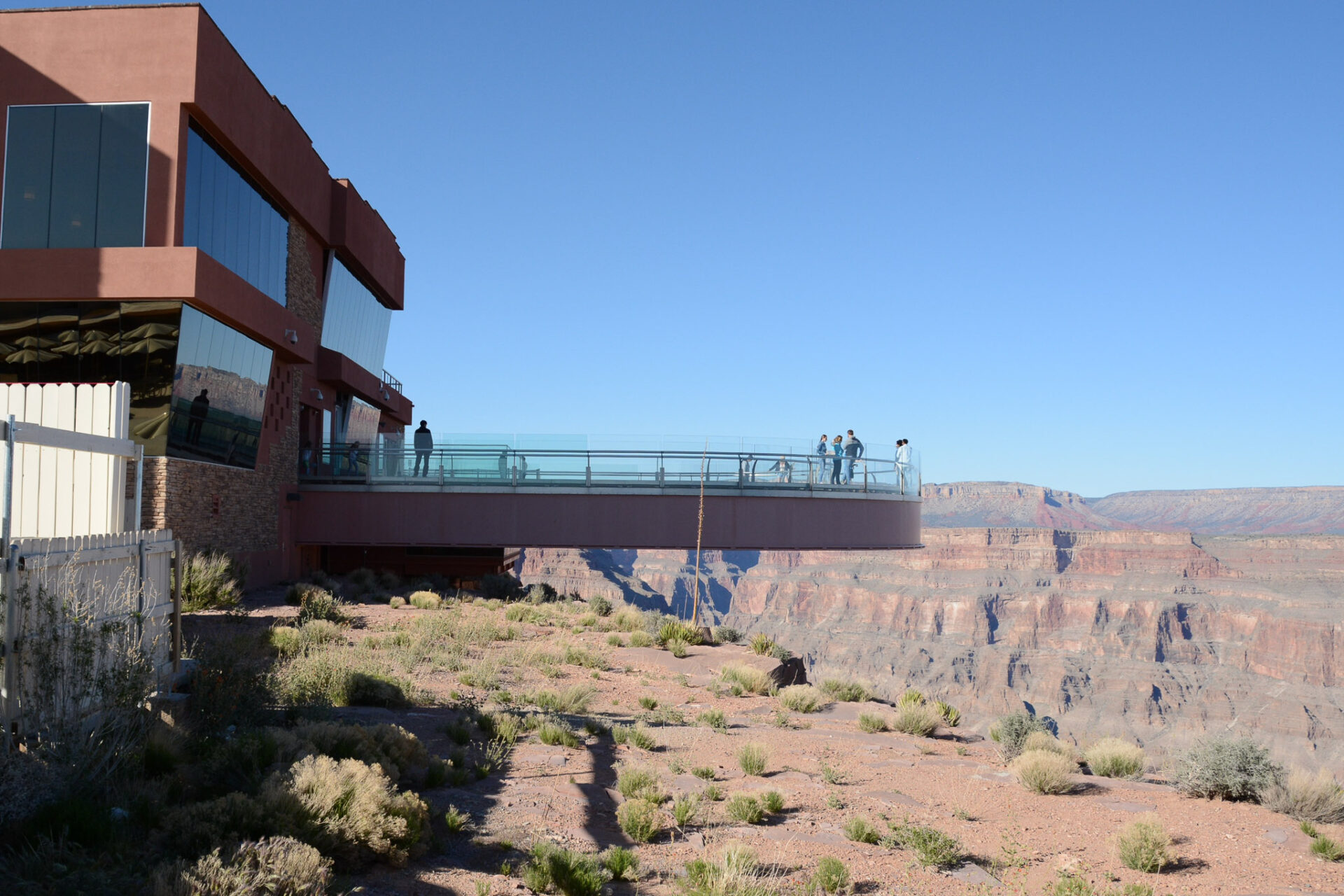 Seitenansicht des Skywalk am Grand Canyon West 