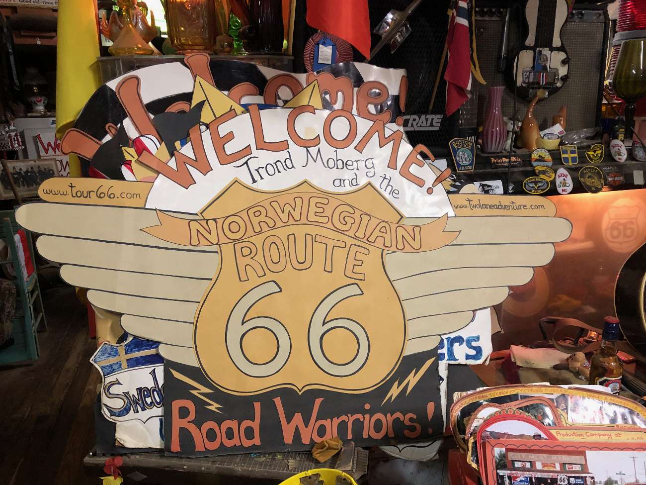 Grüße aus Norwegen vom Route-66-Fanclub in Erick Oklahoma bei Harvey Russell