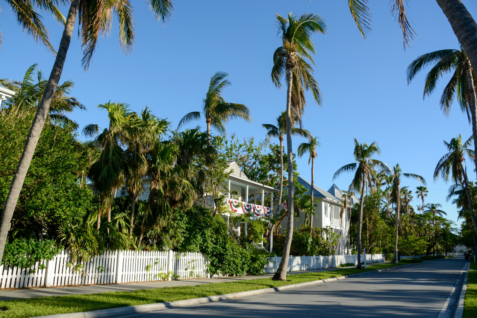 Villenviertel-Palmen-Key-West-Florida_Foto-Ralf-Johnen Villenviertel mit Palmen auf Key West, der am weitesten vom Festland entfernten Insel der Florida Keys
