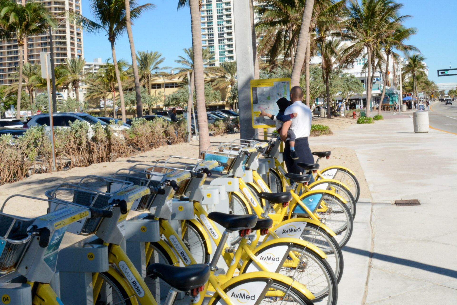 Station mit Leihfahrrädern, ein weiteres Verkehrsmittel welches das Leben ohne Auto in Fort Lauderdale vereinfacht
